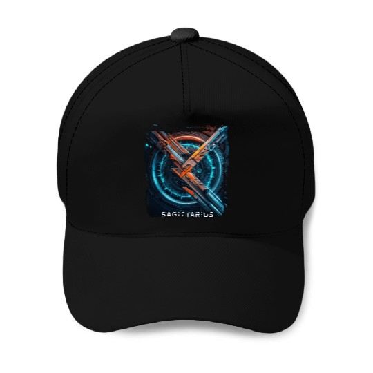 Zodiac sign Sagittarius in cyberpunk era Future Baseball Caps
