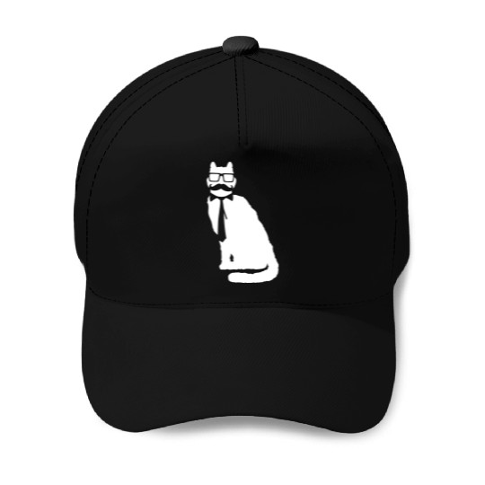 Nerd Cat Horn-rimmed Glasses Geek Smart Kitten Fun Baseball Caps