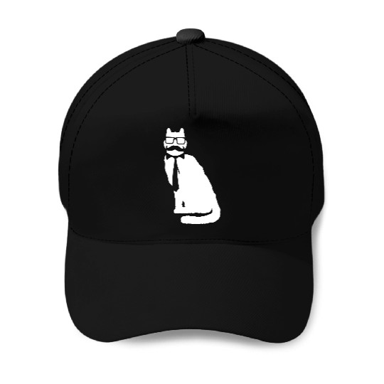 Nerd Cat Horn-rimmed Glasses Geek Smart Kitten Fun Baseball Caps