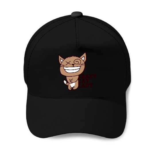 Crazy Cat Lady Text Love Saying Quote Weird Woman Baseball Caps