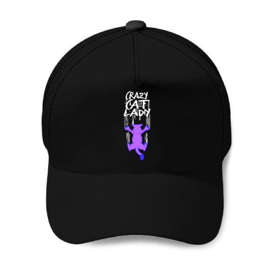Crazy Cat Lady Text Love Saying Quote Weird Woman Baseball Caps