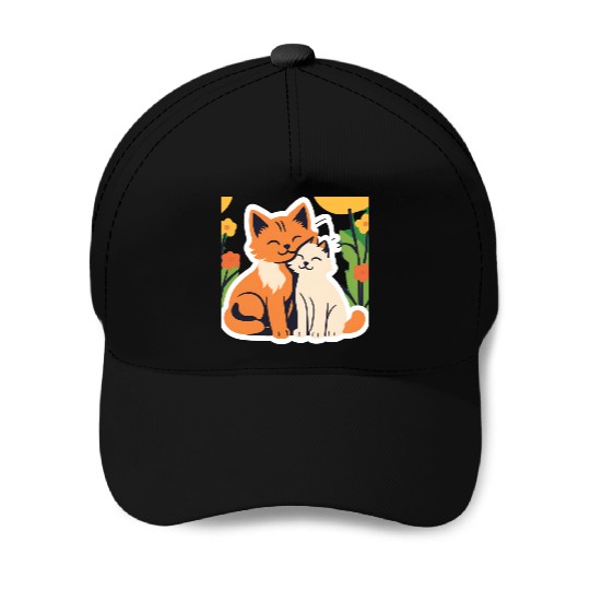 3d cat dou sweet and joyful Baseball Caps