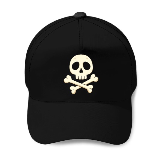Cartoon skull and crossbones Baseball Caps