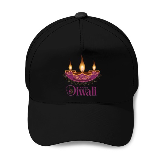 Happy Diwali with Beautiful Diya Lamps Baseball Caps