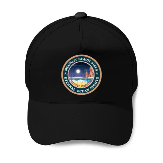 Moonlit Beaches - Eternal Ocean Nights Baseball Caps