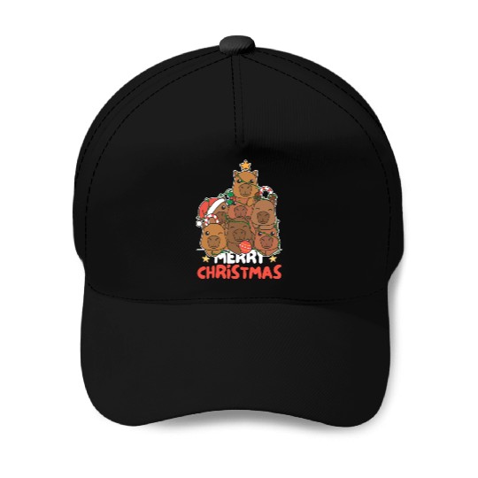 Capybara Christmas Tree Merry Christmas Baseball Caps
