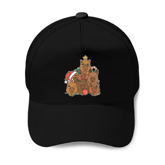 Capybara Christmas Tree Funny Animal Christmas Baseball Caps