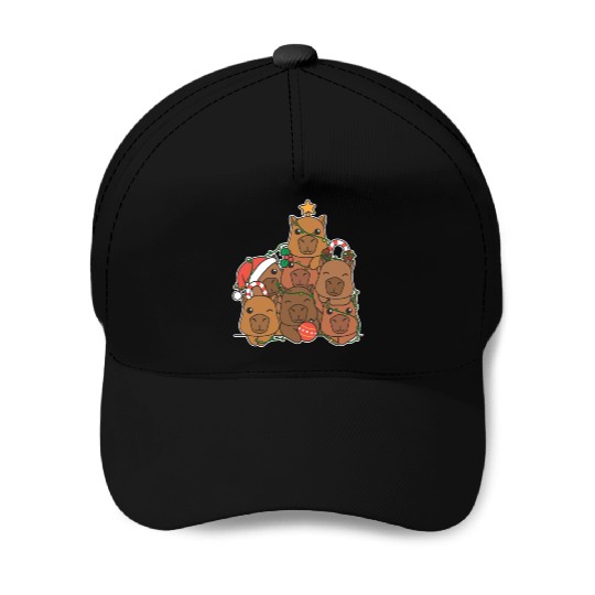 Capybara Christmas Tree Funny Animal Christmas Baseball Caps