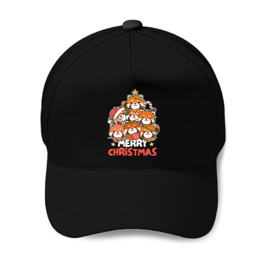 Red Panda Christmas Tree Merry Christmas Baseball Caps
