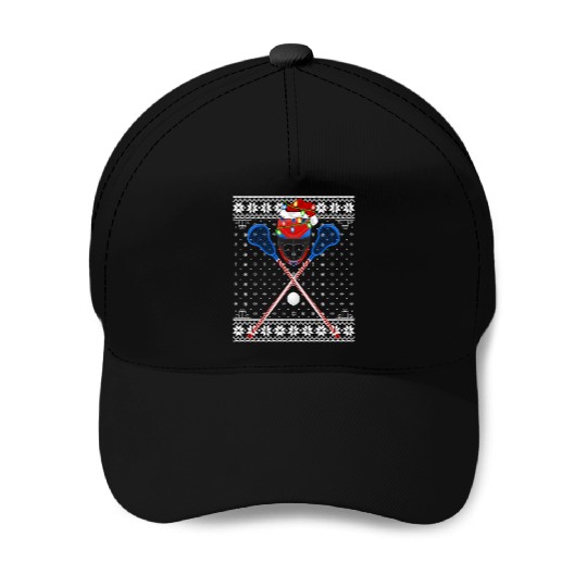Lacrosse Player Ugly Christmas Baseball Caps