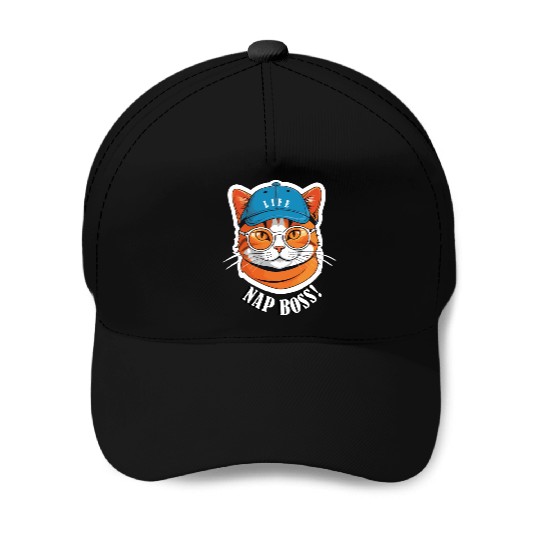 Cat Nap Boss with Cap and Sunglasses Baseball Caps