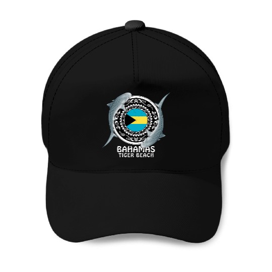 Tiger Beach Bahamas Flag Tiger Shark Bull Shark Baseball Caps