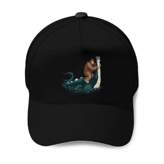 Hilarious Bigfoot & Loch Ness Monster Mashup Gift Baseball Caps