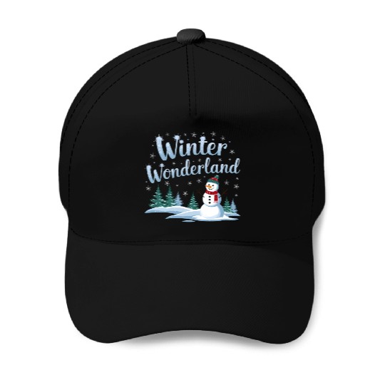christmas snowman winter wonderland Baseball Caps