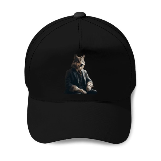 Business Wolf Ready for Success Baseball Caps