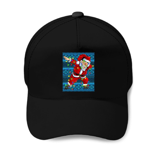 Dabbing Santa Christmas Tree Lights Baseball Caps