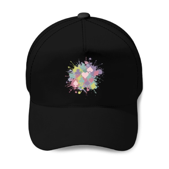 Paint Splatter Playing Card Suits Design Baseball Caps