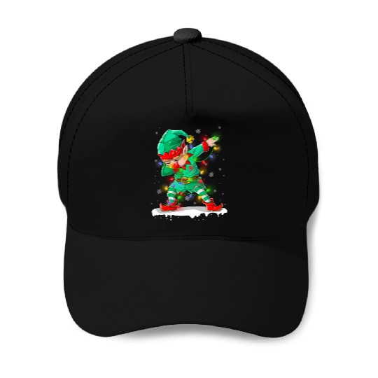 Dabbing Elf Christmas Tree Lights Xmas Family Baseball Caps