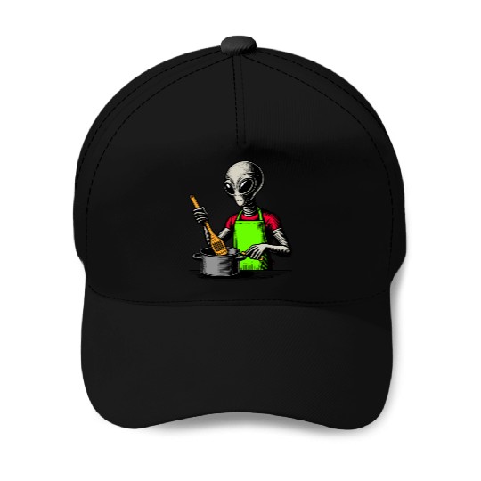 Grey Alien Cook Baseball Caps