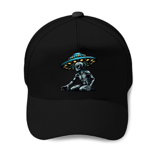 Grey Alien UFO Baseball Caps