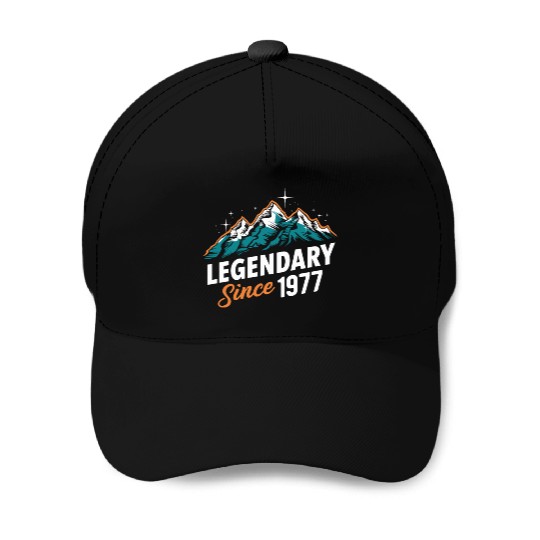 Legendary Since 1977 Hiker Birthday Mountain Baseball Caps