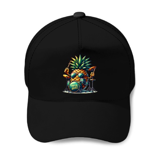 Tropical Beats Pineapple Drummer Vibe Baseball Caps