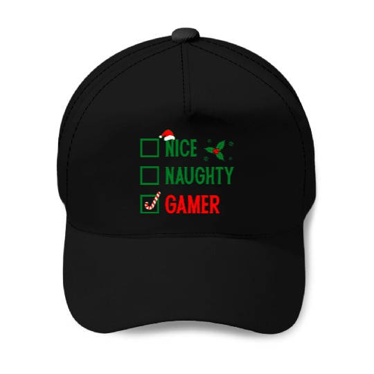 Nice Naughty Gamer Christmas Baseball Caps
