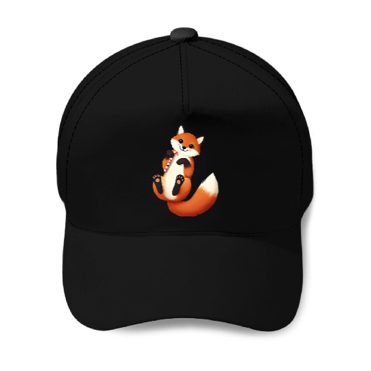 Playful fox with candy cane for Christmas Baseball Caps