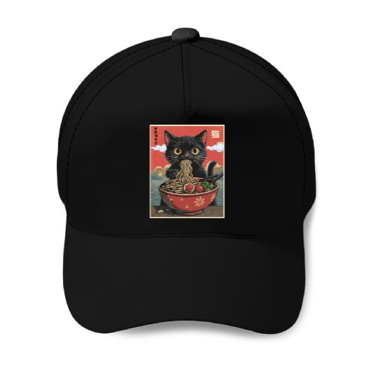 Cat Ramen Japanese Baseball Caps