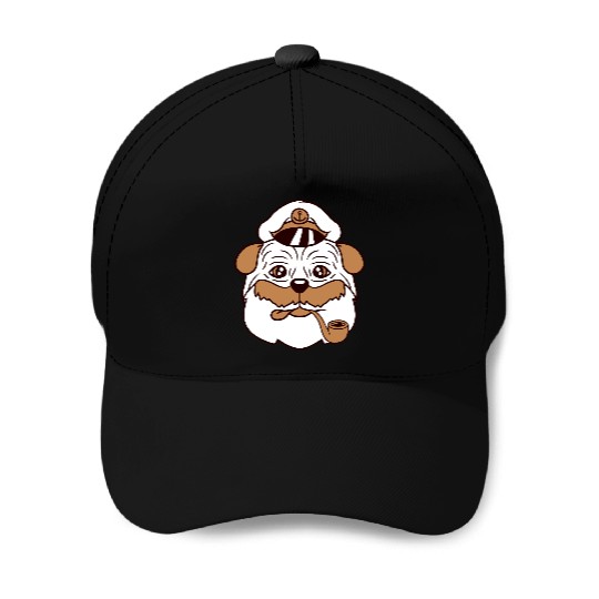 Pug Dog Captain Hat Face Funny Cute Cartoon Comic Baseball Caps