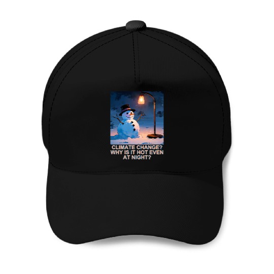 Frosty Snowman Under Street Lights Christmas Baseball Caps