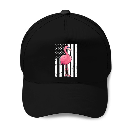 Flamingo US Flag Flamingo Bird Baseball Caps