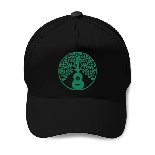 ukulele tree mandala green Baseball Caps
