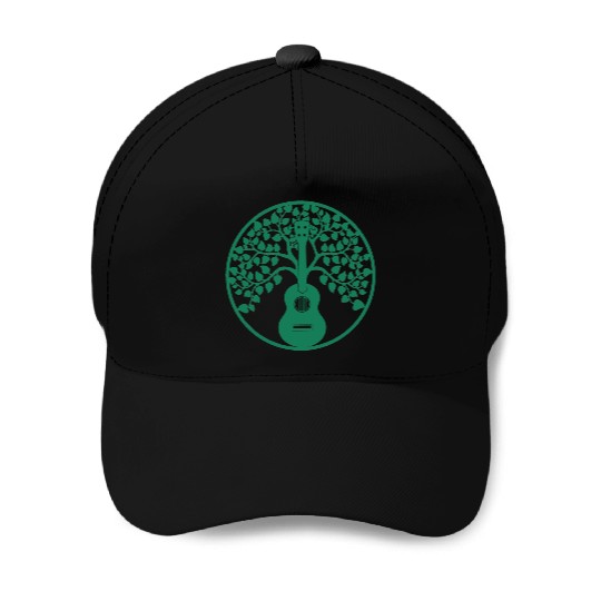 ukulele tree mandala green Baseball Caps