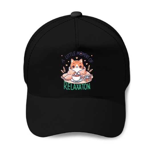 gift idea funny quote relaxation design kawaii cat Baseball Caps
