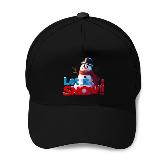 Let It Snow! Festive Cartoon Snowman Winter Design Baseball Caps