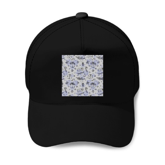 Elegant Blue Christmas Pattern Baseball Caps