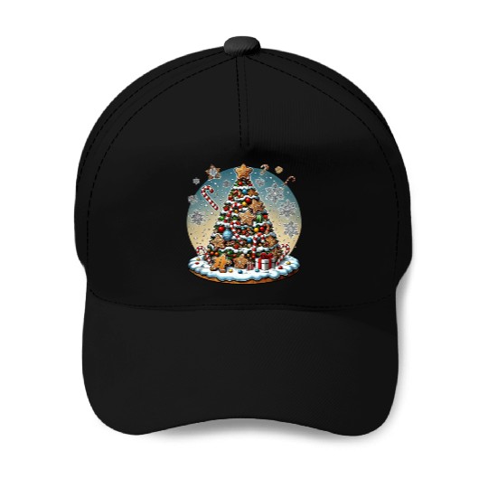 Gingerbread Candy Cane Christmas Tree Baseball Caps