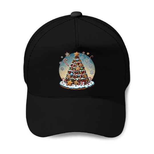 Gingerbread Candy Cane Christmas Tree Baseball Caps
