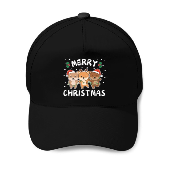 Merry Christmas Cute Shiba Inu Festive Lights Baseball Caps