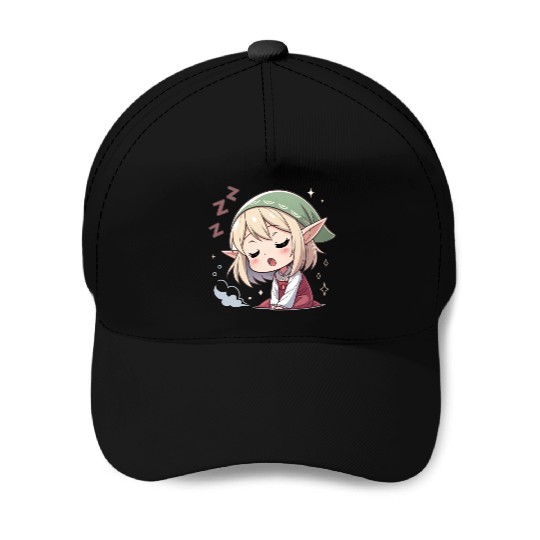 Sleepy Sprite: Cute Elf Napping So Lovingly Baseball Caps