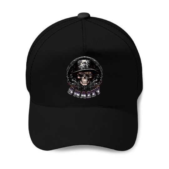 Snazzy Skull: Rock & Roll Never Dies Baseball Caps