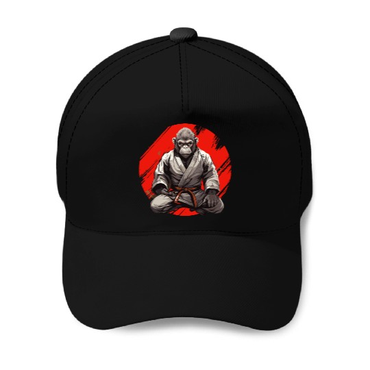Karate Judo Monkey Chimpanzee Martial arts Baseball Caps