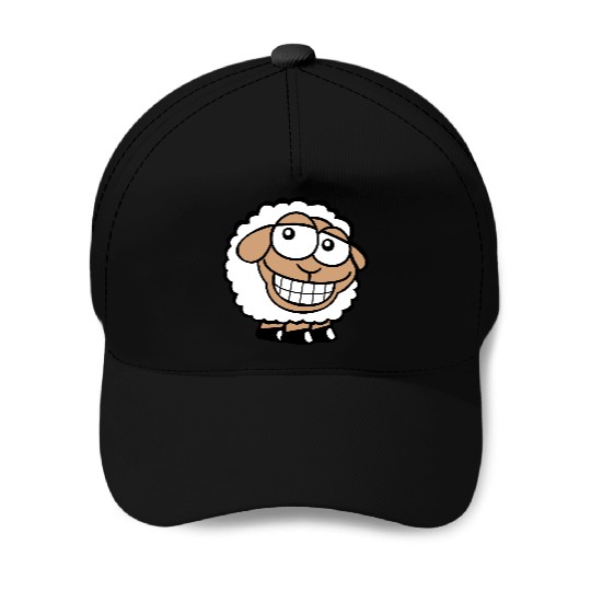 Sheep Grin Looks Stupid Cheeky Smile Happy Funny Baseball Caps