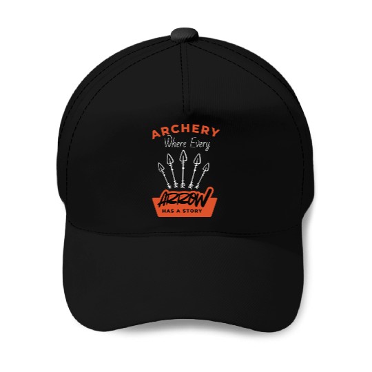 Orange Black Typography Archer Archery Dad Coach Baseball Caps