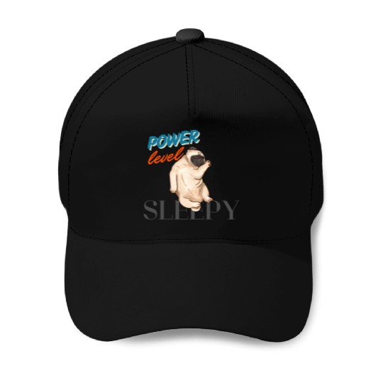 Sleepy Pug Dog black prints Baseball Caps