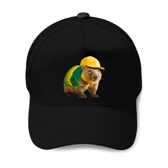 Green and Gold Wombat 2 Baseball Caps