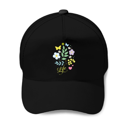 Beautiful Flowers Life Butterfly Spring soft color Baseball Caps