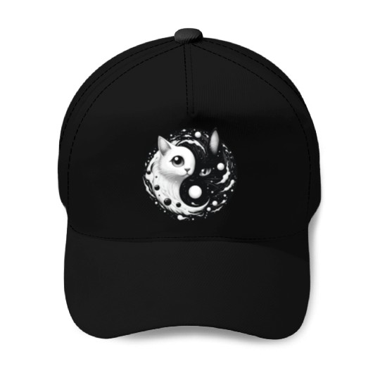 Ying and Yang Cats Asian Meditation Gift Idea Baseball Caps
