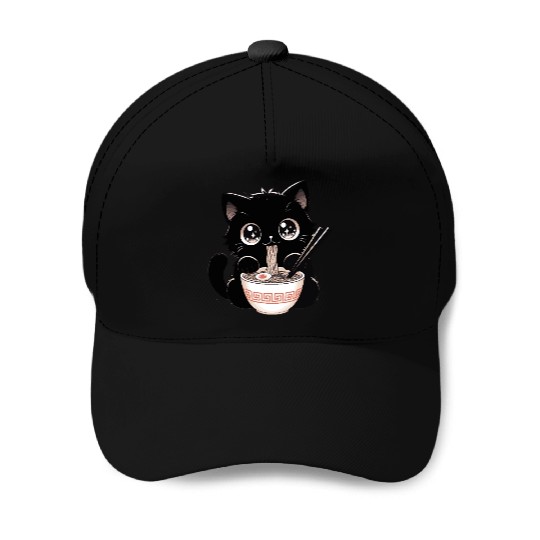 Cute Kawaii Cat eating Ramen Asian Food Gift Baseball Caps